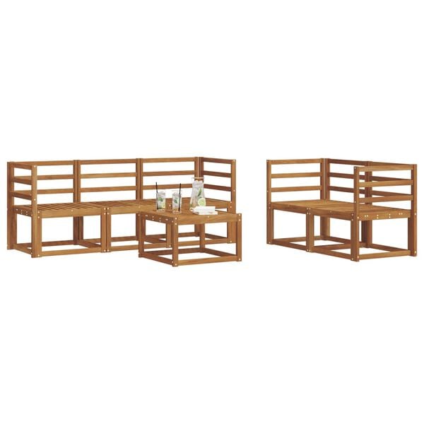 vidaXL Āra dīvānu komplekts ar spilvenu 6 pcs Dabisks un krējuma