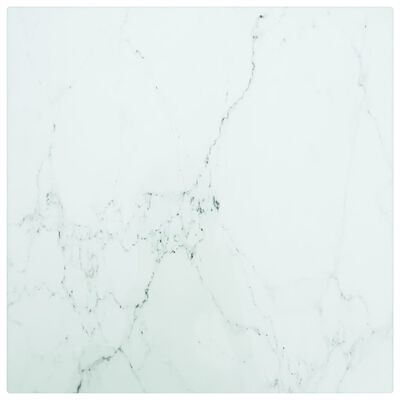 vidaXL galda virsma, balta, 30x30 cm, 6 mm, stikls ar marmora dizainu