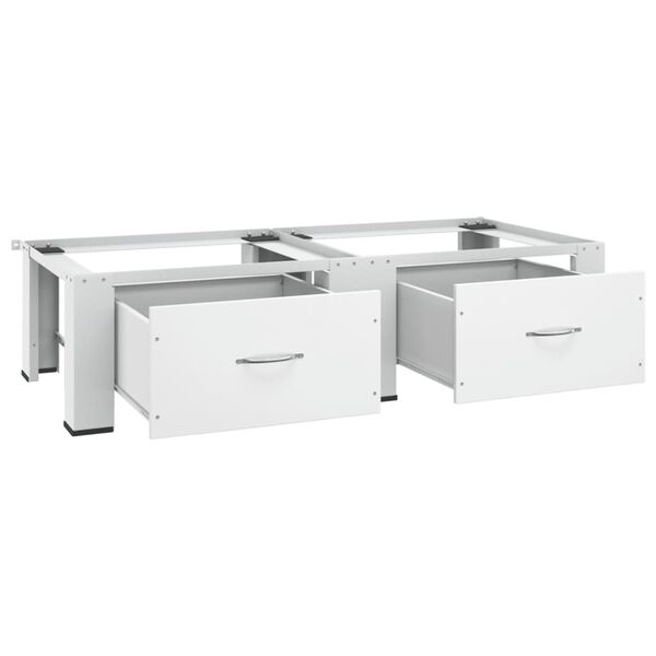 vidaXL dubultais veļasma&scaron;īnas un žāvētāja statīvs ar atvilktnēm, balts