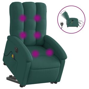 vidaXL elektrisks masāžas krēsls, paceļams, atgāžams, zaļ&scaron; audums