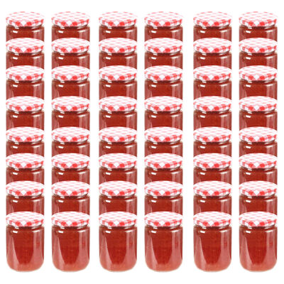 vidaXL ievārījuma burciņas, balti sarkani vāciņi, 48 gab., 230 ml