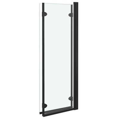 vidaXL salokāmas dušas durvis, 130x138 cm, 3 paneļi, ESG, melnas