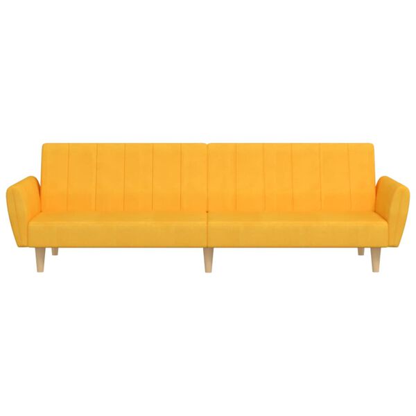 vidaXL 2-vietīga dīvāngulta, dzeltens audums