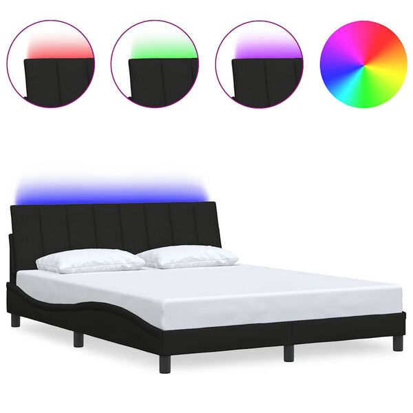 vidaXL gultas rāmis bez matrača, Hanko, melns, 160x200 cm, audums