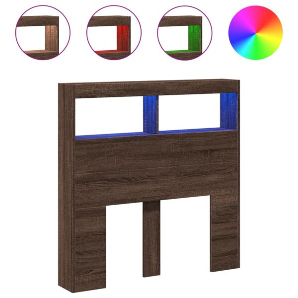 vidaXL galvgaļa skapis ar LED, brūna ozola, 100x17x102 cm