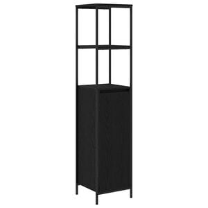 vidaXL vannas istabas skapis ar plauktiem melns ozols 36x35x165 cm