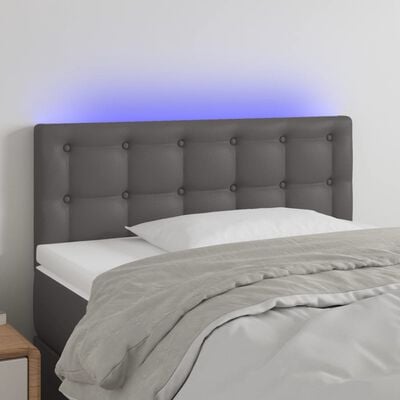 vidaXL gultas galvgalis ar LED, 80x5x78/88 cm, pelēka mākslīgā āda