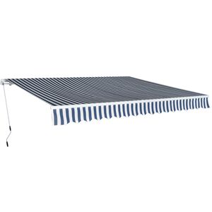 vidaXL markīze, manuāli darbināma, 400 cm, zila/balta