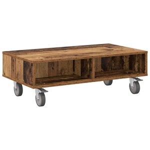 vidaXL Dīvāna galds ar riteņiem Vecs koks 90 x 50 x 30 cm