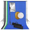 vidaXL fotostudijas komplekts &ndash; gaismas izkliedētāji, foni, reflektori