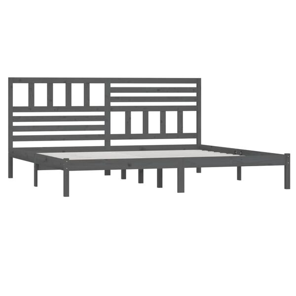 vidaXL gultas rāmis, pelēks, masīvkoks, 200x200 cm