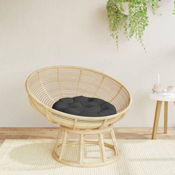 vidaXL krēslu spilvens, apaļ&scaron;, &Oslash; 60 x11 cm, oksforda audums, melns