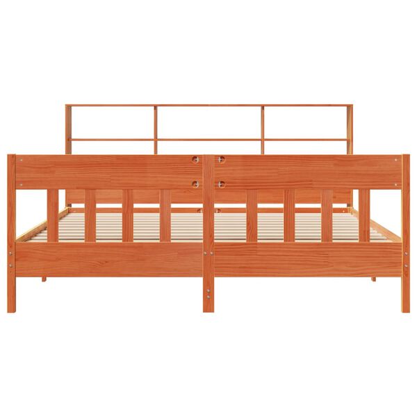 vidaXL gulta bez matrača, vaska brūnas, 180x200 cm, priedes masīvkoks