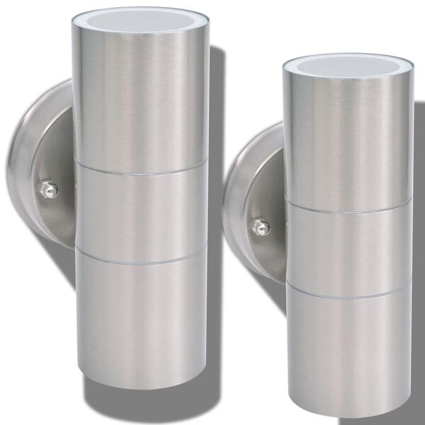 vidaXL āra LED sienas lampa, divvirzienu, 2 gab., nerūsējo&scaron;ais tērauds