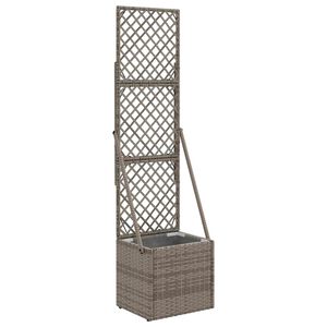 vidaXL Dārza puķu pods ar trellisi Pelēka 35 x 30 x 135 cm poliratāns