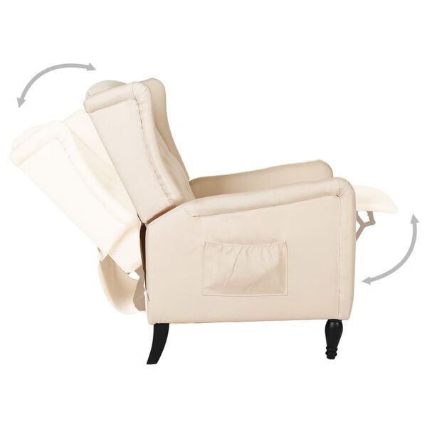 vidaXL atpūtas krēsls, atgāžams, krēmkrāsas audums