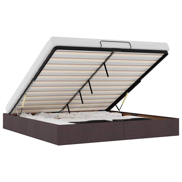 vidaXL Osmaņu gultas rāmis bez matrača tum&scaron;i brūns 180x200 cm audums