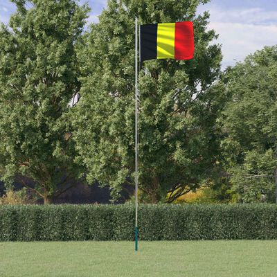 vidaXL Beļģijas karogs un masts, 6,23 m, alumīnijs