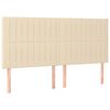 vidaXL gultas galvgalis ar LED, 180x5x118/128 cm, krēmkrāsas audums