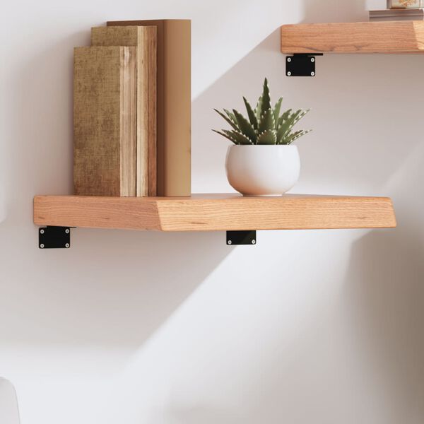 vidaXL sienas plaukts, gai&scaron;i brūns, 40x40x(2-6) cm, ozola masīvkoks