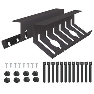 vidaXL Galda kabeļu organizators 2 gab. Melns 44 x 11,5 x 13,5 cm