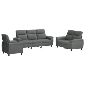 vidaXL Dīvānu komplekts 3 pcs Tum&scaron;i pelēka Audums