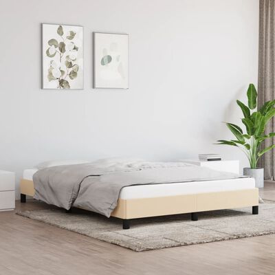 vidaXL gultas rāmis, krēmkrāsas, 140x190 cm, audums