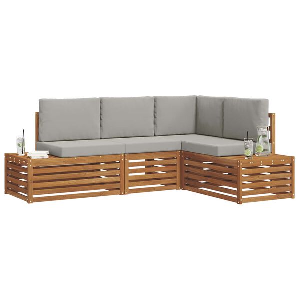 vidaXL Āra dīvānu komplekts 4 Gabals Dabīgs un gai&scaron;i pelēks