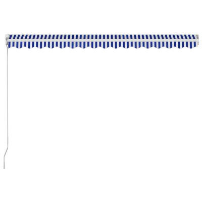 vidaXL manuāli izvelkama markīze ar LED, zila ar baltu, 400x300 cm