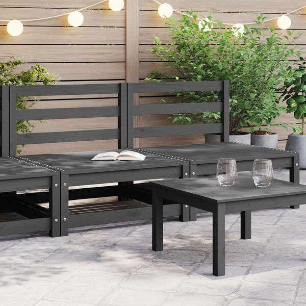 vidaXL vidējie dārza dīvāni, 2 gab., pelēks, priedes masīvkoks