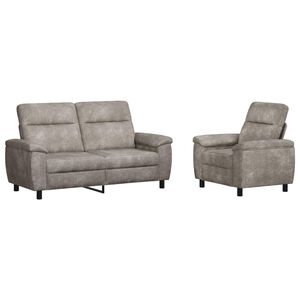 vidaXL Dīvānu komplekts 2 pcs Gai&scaron;i pelēka Mākslīgā zam&scaron;ādas āda