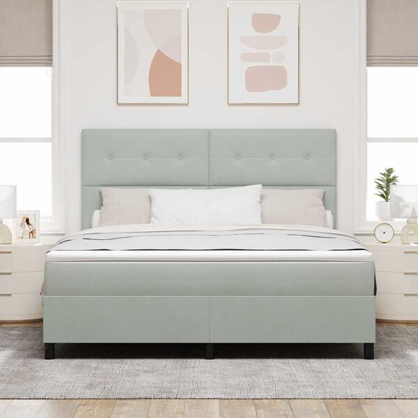 vidaXL LED gultas pamatne ar matraci Gai&scaron;i pelēks 180 x 200 cm audums