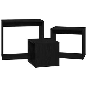 vidaXL Nesting galds 3 gab. Melns ozolkoks 55 x 30 x 50 cm