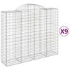 vidaXL arkveida gabiona grozi, 9 gb., 200x50x160/180cm, cinkota dzelzs