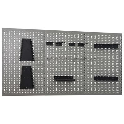 vidaXL perforēti sienas paneļi ar āķiem, 3 gab., 40x58 cm, tērauds