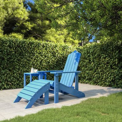 vidaXL dārza krēsls ar kāju balstu, HDPE, zils