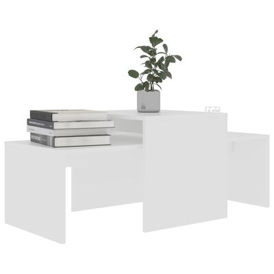 vidaXL kafijas galdiņu komplekts, balts, 100x48x40 cm, skaidu plāksne