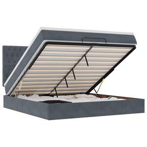 vidaXL Osmaņu gultas rāmis ar matračiem tum&scaron;i pelēks 160x200cm audums