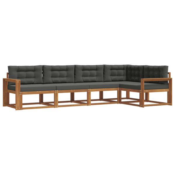 vidaXL Āra dīvānu komplekts ar spilvenu 5 pcs Dabisks un antracīts