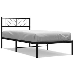 vidaXL gultas rāmis ar galvgali, melns metāls, 75x190 cm