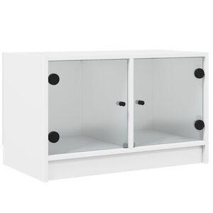 vidaXL TV skapītis ar stikla durvīm, balts, 68x37x42 cm