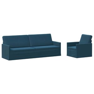 vidaXL Dīvānu komplekts 2 pcs Zila Samts