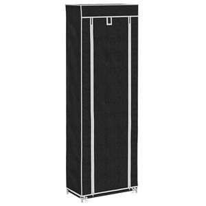 Auduma Apavu Plaukts ar Aizdari 57 x 29 x 162 cm Melns