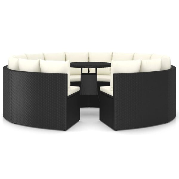 vidaXL 9-daļīgs dārza dīvānu komplekts ar matračiem, PE rotangpalma