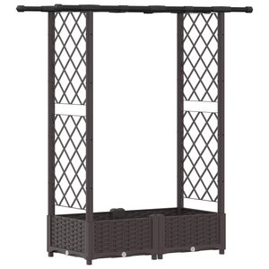 vidaXL Pacelta gulta ar treliem un jumtu Brūna 122,5 x 40 x 121 cm PP