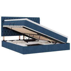 vidaXL Gulta ar uzglabā&scaron;anas vietu un LED Zila 160 x 200 cm Poliesters