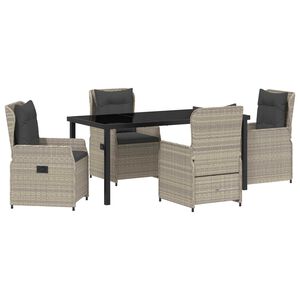 vidaXL Dārza ēdamgalds 5 pcs Gai&scaron;i pelēks poliratāns