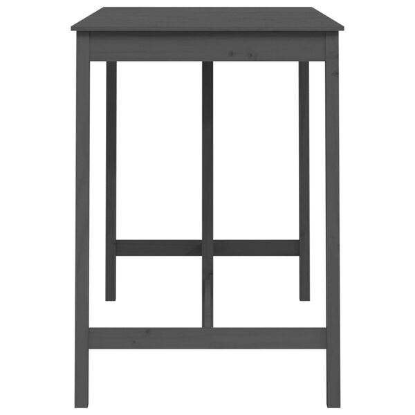 vidaXL bāra galds, pelēks, 140x80x110 cm, priedes masīvkoks