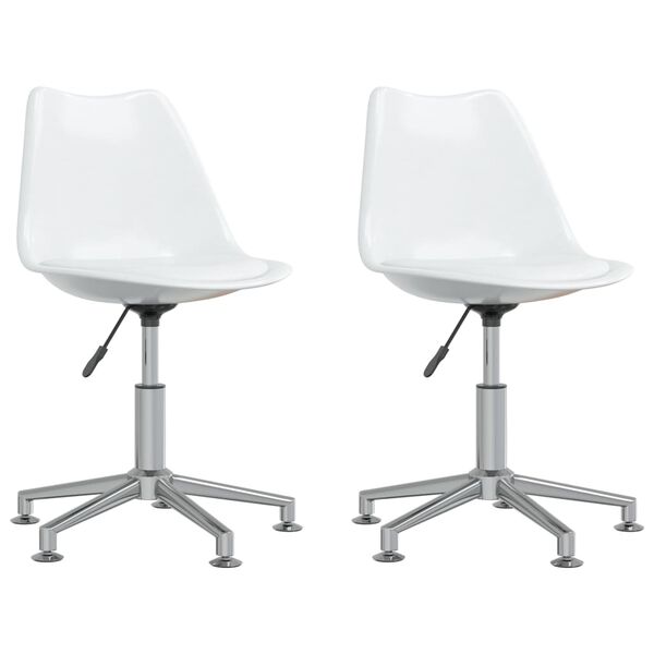 vidaXL grozāmi virtuves krēsli, 2 gab., balta mākslīgā āda