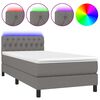 vidaXL atsperu gulta ar matraci, LED, tum&scaron;i pelēks audums, 90x200 cm